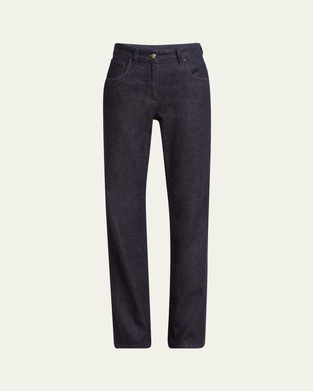 Cotton-Cashmere Denim Straight-Leg Trousers